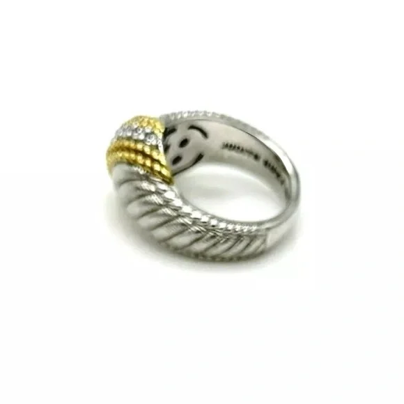 Judith Ripka sterling silver gold CZ dome ring